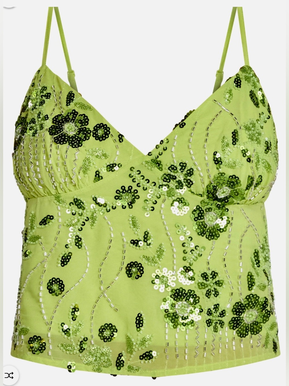 No Boundaries Sequin Beaded Cami Top NWT Green Size M or XL Y2K.